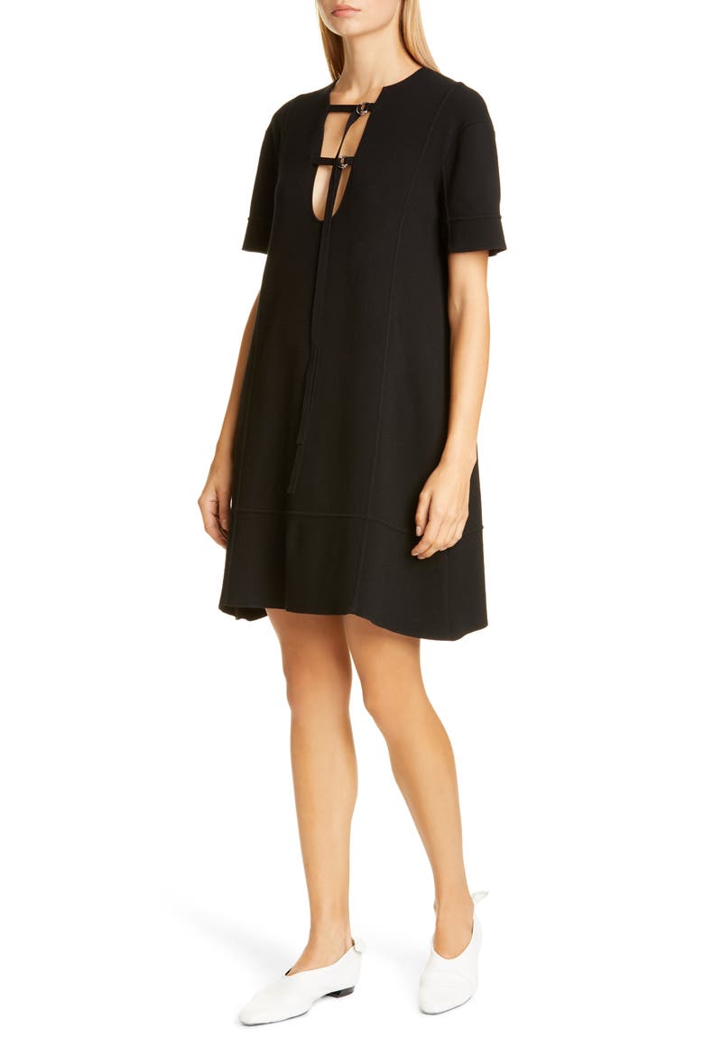 Tie Detail Jersey Dress, Main, color, BLACK