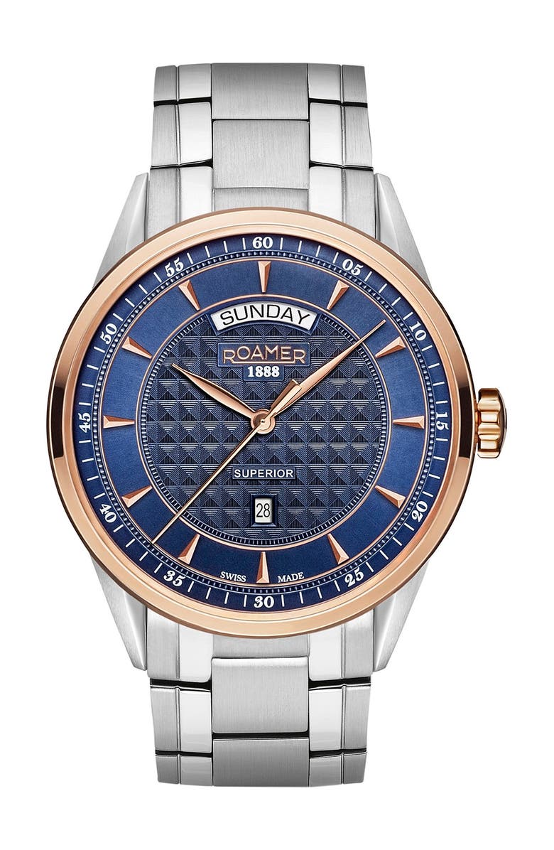 ROAMER Men's Superior Day Date Bracelet Watch, Main, color, 