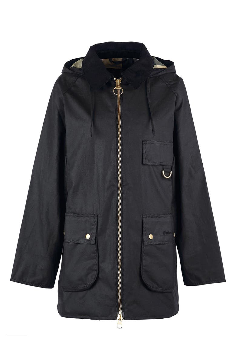 Barbour Highclere Hooded Waxed Jacket, Alternate, color, Black/Classic/Dress/Ancient