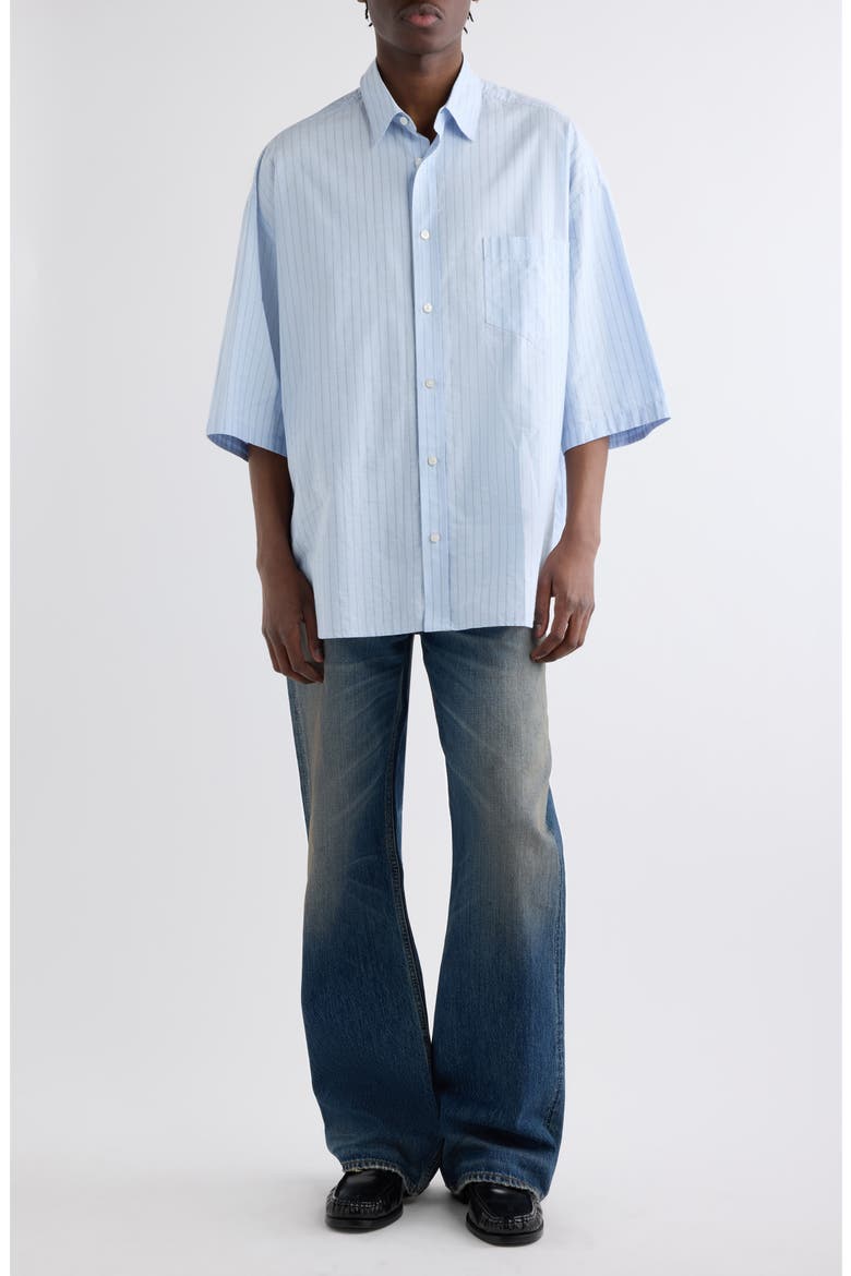 Soffia Stripe Short Sleeve Button-Up Shirt, Alternate, color, BABY BLUE