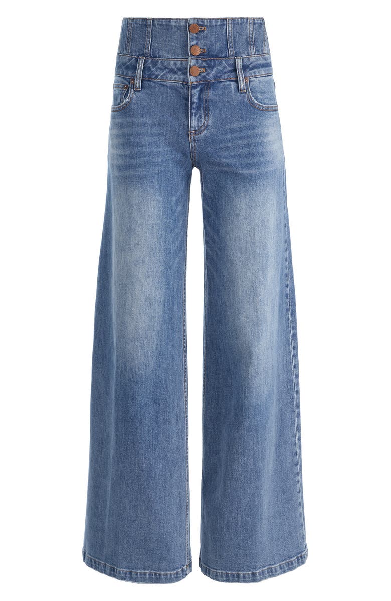 Alice + Olivia Corset Waist Wide Leg Jeans, Alternate, color, 