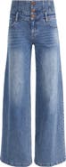 Alice + Olivia Corset Waist Wide Leg Jeans