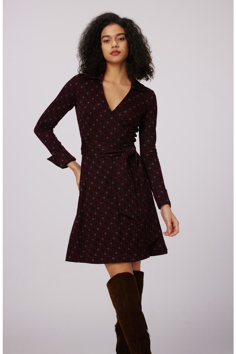 Sofia Long Sleeve Faux Wrap Minidress, Alternate, color, VINYL LINKS PLUM SM