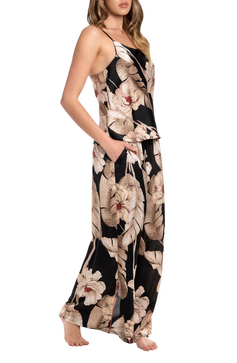 Midnight Bakery Floral Print Satin Pajamas, Alternate, color,