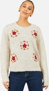 Yumi Patch Floral Embroidered Relaxed Jumper