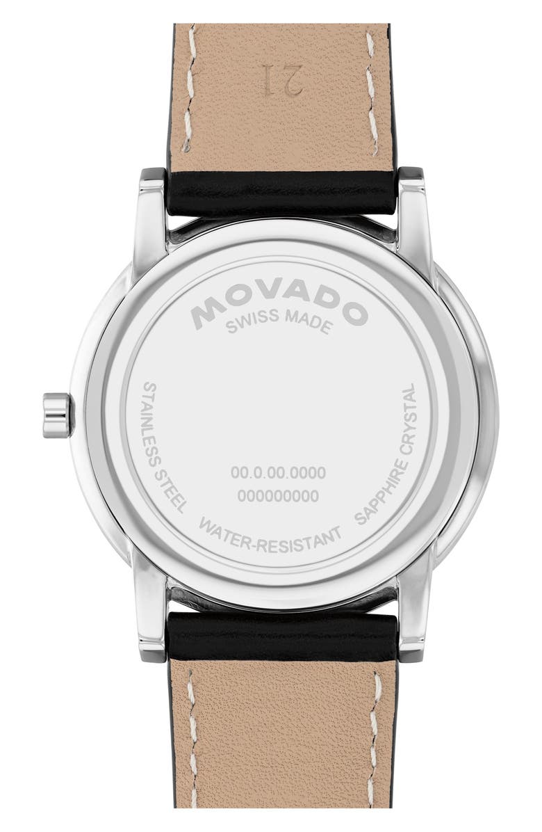 Movado Museum Classic Leather Strap Watch, 40mm, Alternate, color, Gray