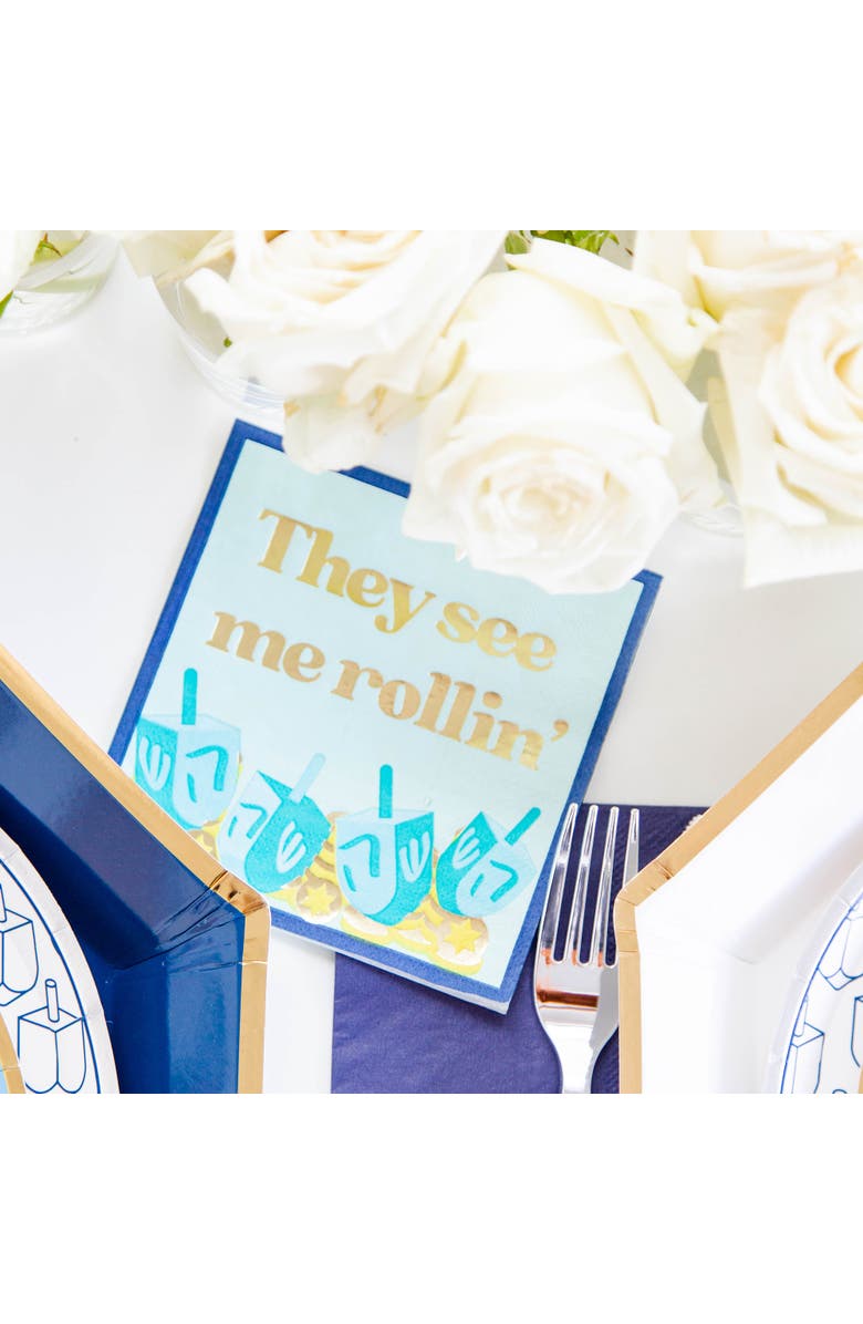 Jollity & Co. They See Me Rollin' Hanukkah Cocktail Napkins, Alternate, color, Assorted Pre-Pack
