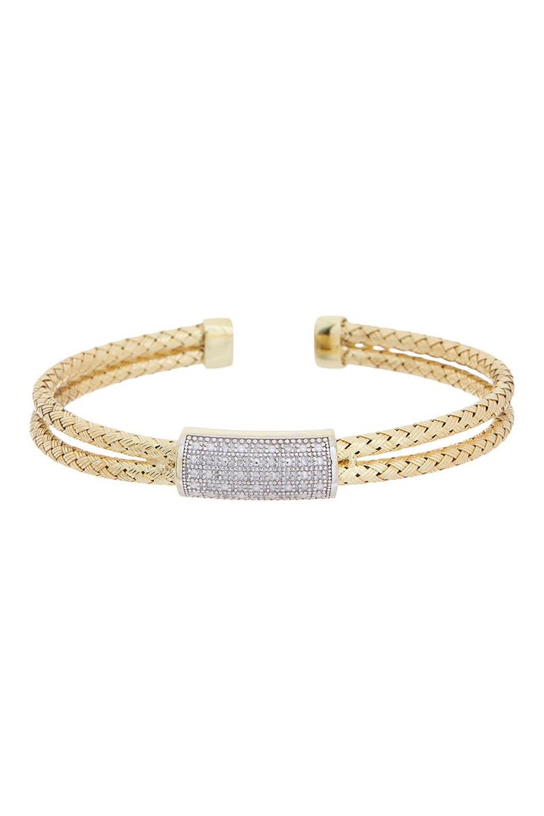 Sterling Silver Diamond Cuff Bracelet, Main, color, YELLOW