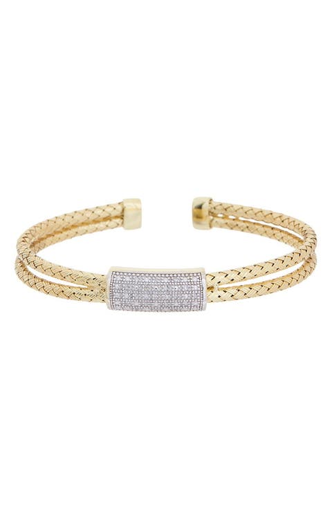 Sterling Silver Diamond Cuff Bracelet