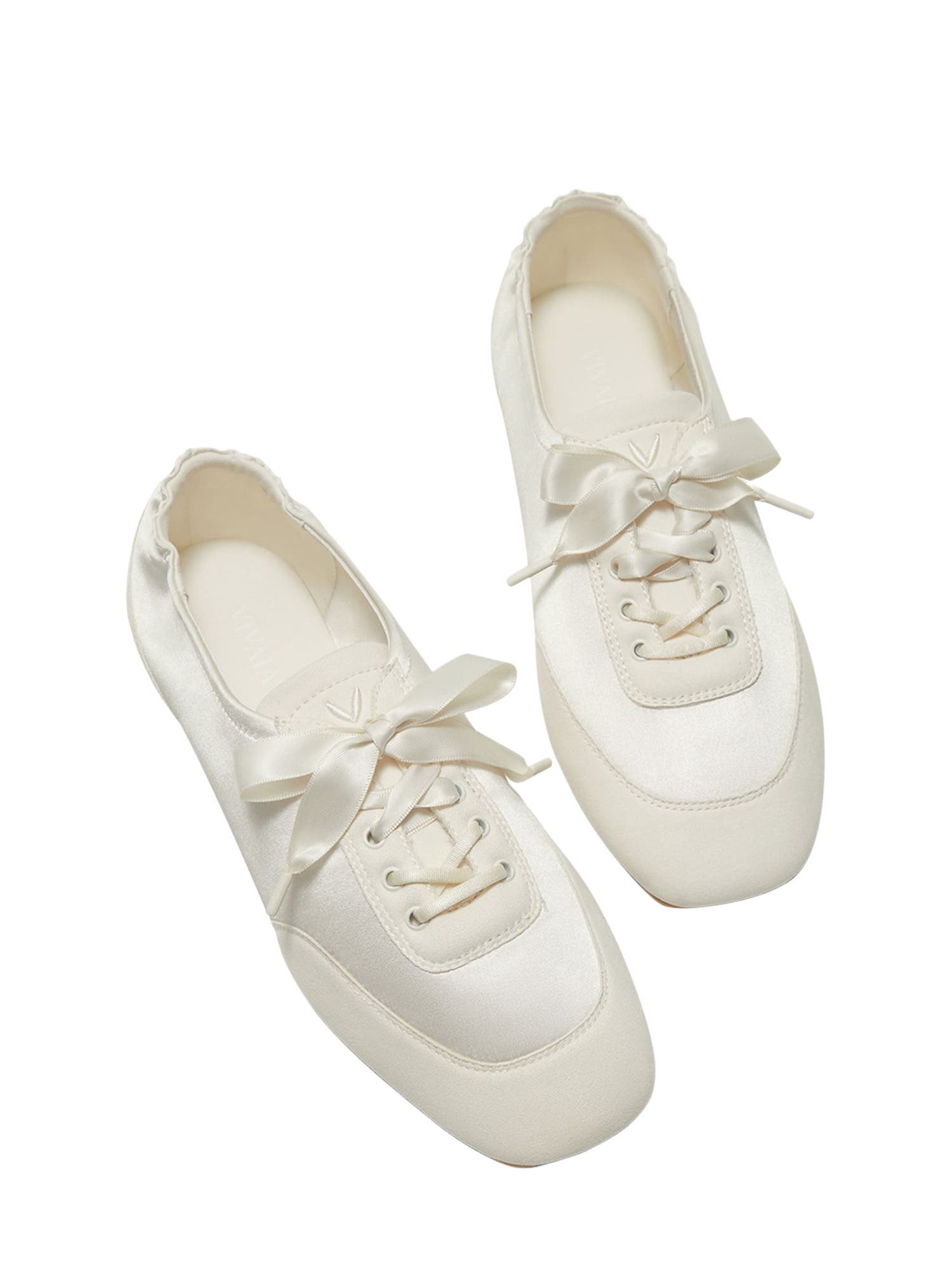 Square-Toe Lace-Up Satin Sneakerina - image 4