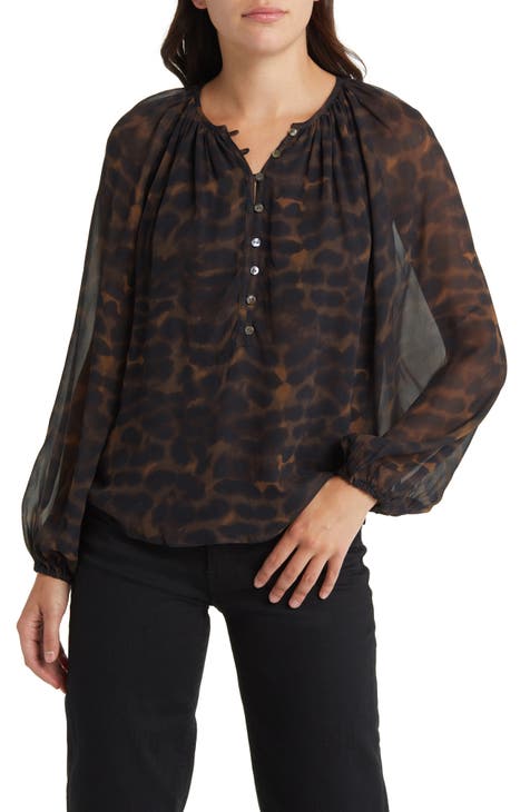 Indi Animal Spot Blouson Sleeve Blouse