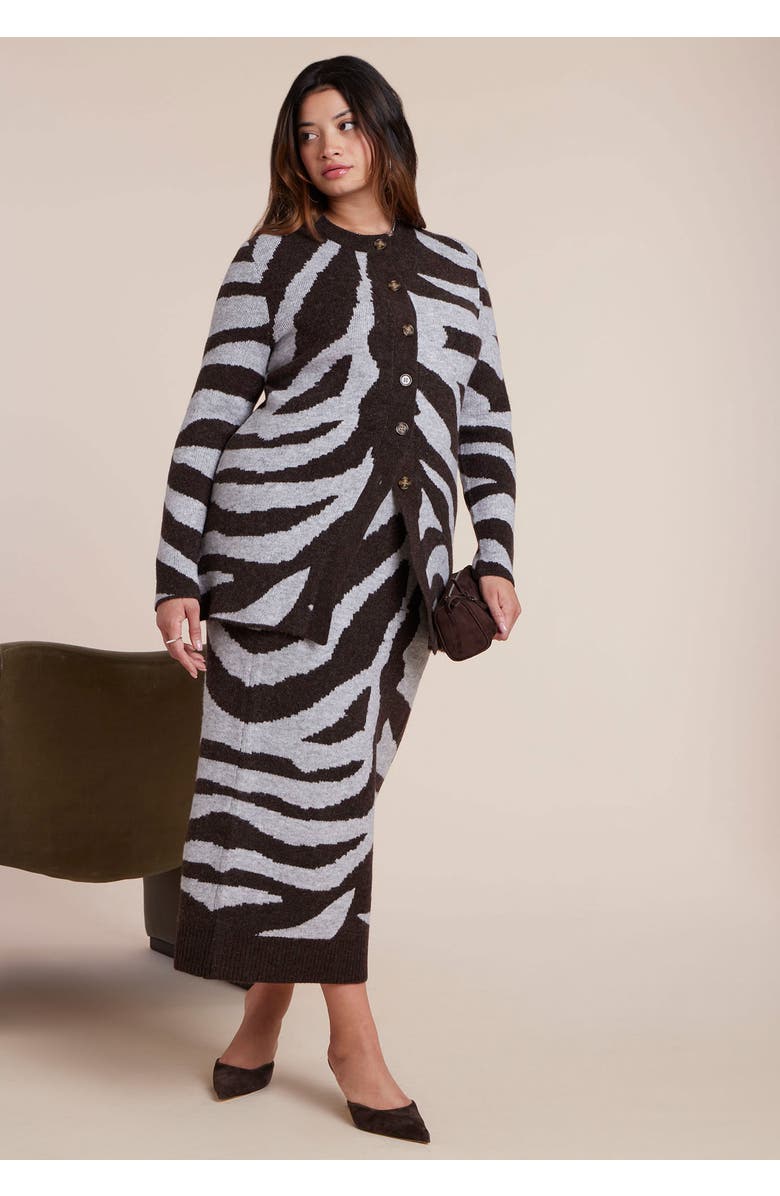 ELOQUII Intarsia Maxi Skirt, Alternate, color, Zebra Love Brown