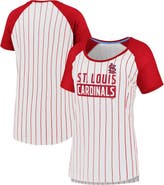 FANATICS Women's Fanatics White St. Louis Cardinals Cooperstown Collection Iconic Pinstripe Raglan Scoop Neck T-Shirt