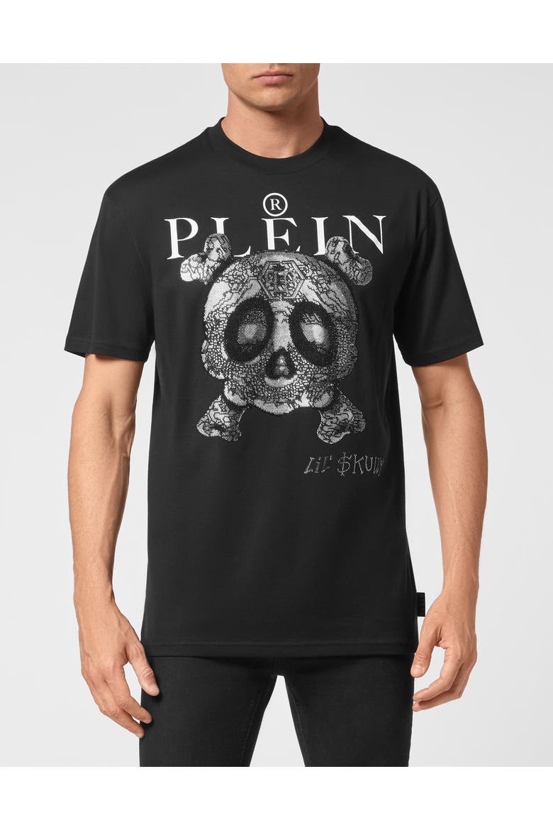 T-Shirt Round Neck Ss Monsters With Crystals Men, Main, color, black