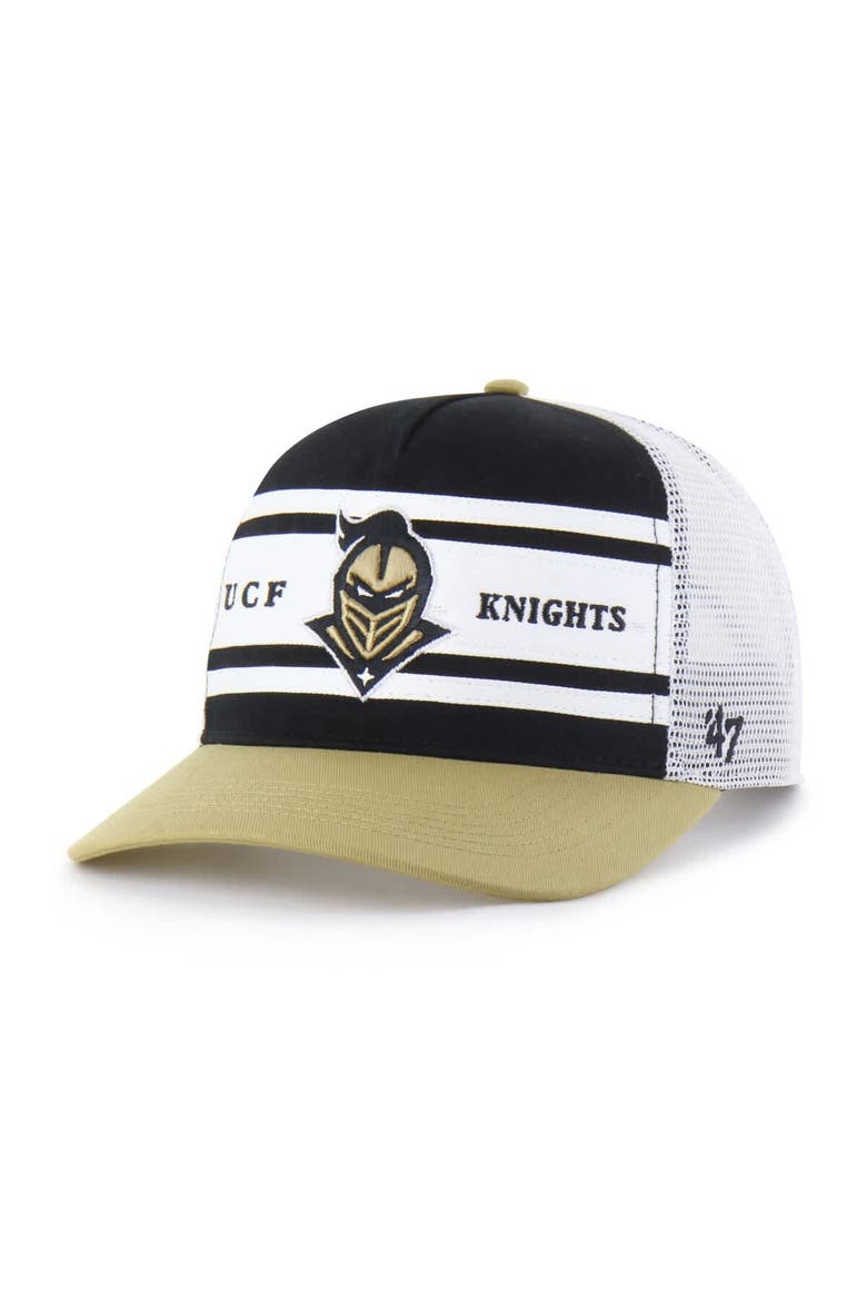 Youth '47 Black/Gold UCF Knights Super Stripe Hitch Adjustable Trucker Hat, Main, color, Black
