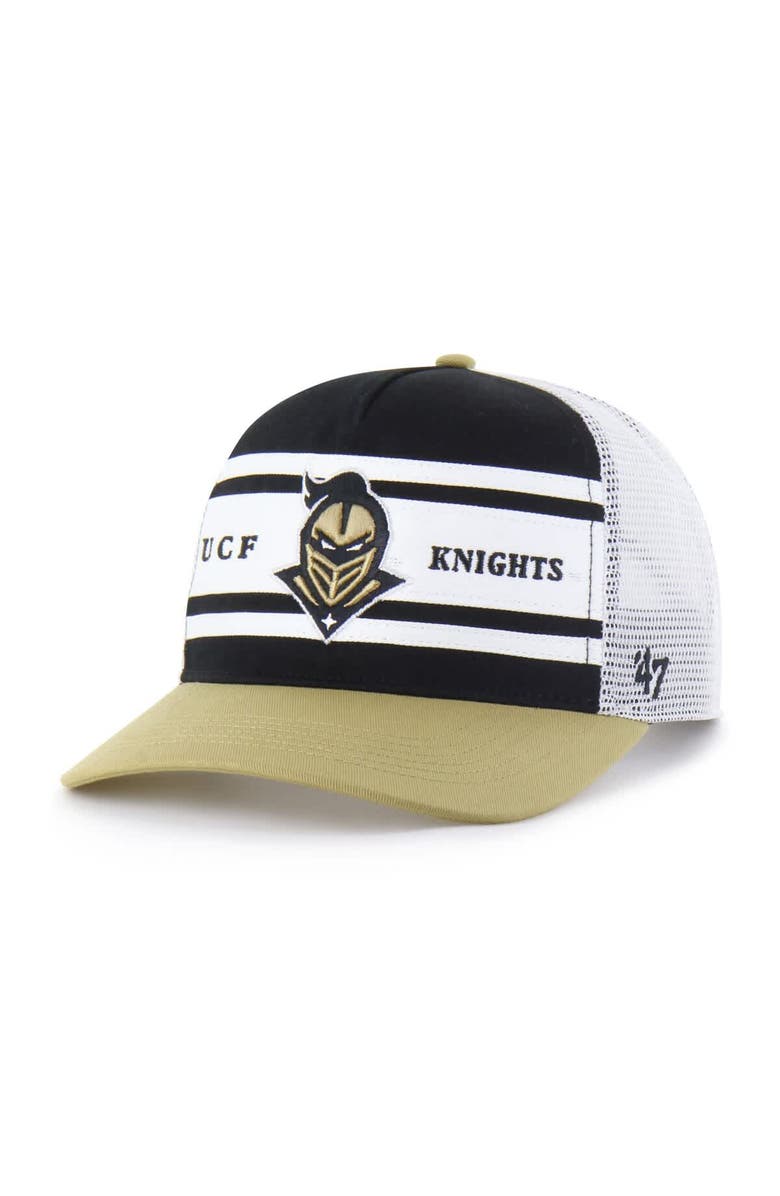 '47 Youth '47 Black/Gold UCF Knights Super Stripe Hitch Adjustable Trucker Hat, Main, color, Black