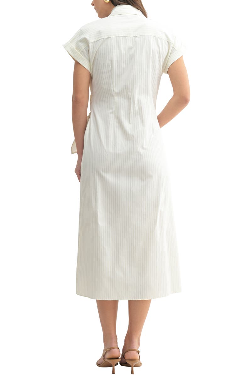 Mila Mae Stripe Short Sleeve Side Tie Wrap Shirtdress, Alternate, color, 