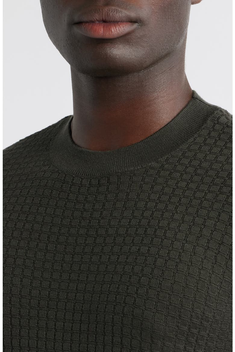 Textured Wool Crewneck Sweater, Alternate, color, GREEN