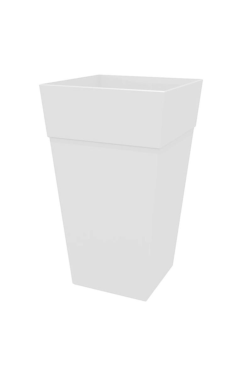 Bloem 25 Inch Tall Finley Tapered Square Planter, Casper White, Main, color, White