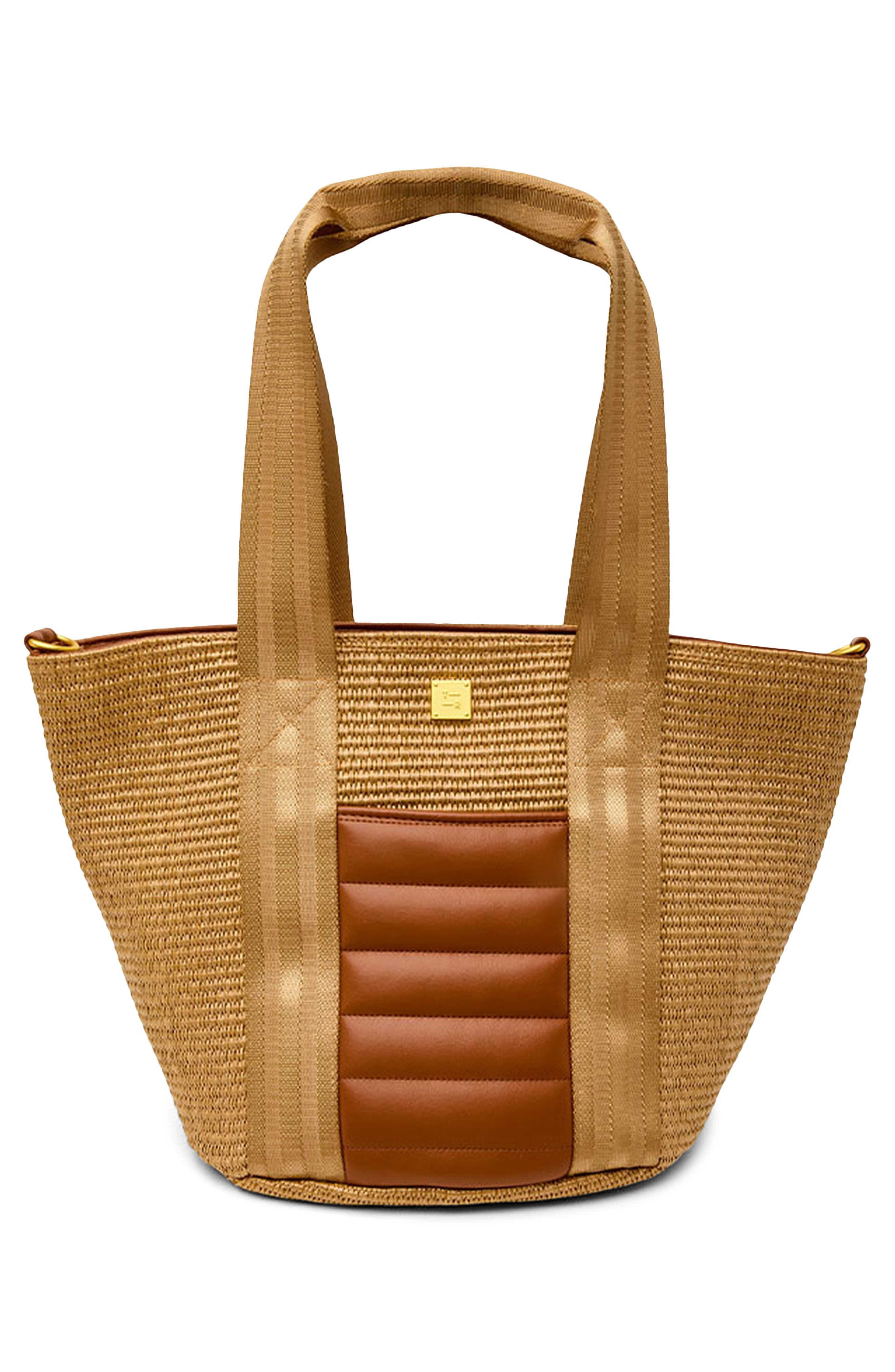 THINK ROYLN Riviera Raffia Bucket Tote, Alternate, color, Sand Dune Raffia