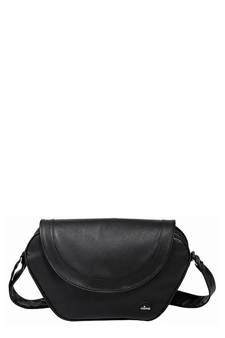 Trendy Faux Leather Diaper Bag, Main, color, BLACK
