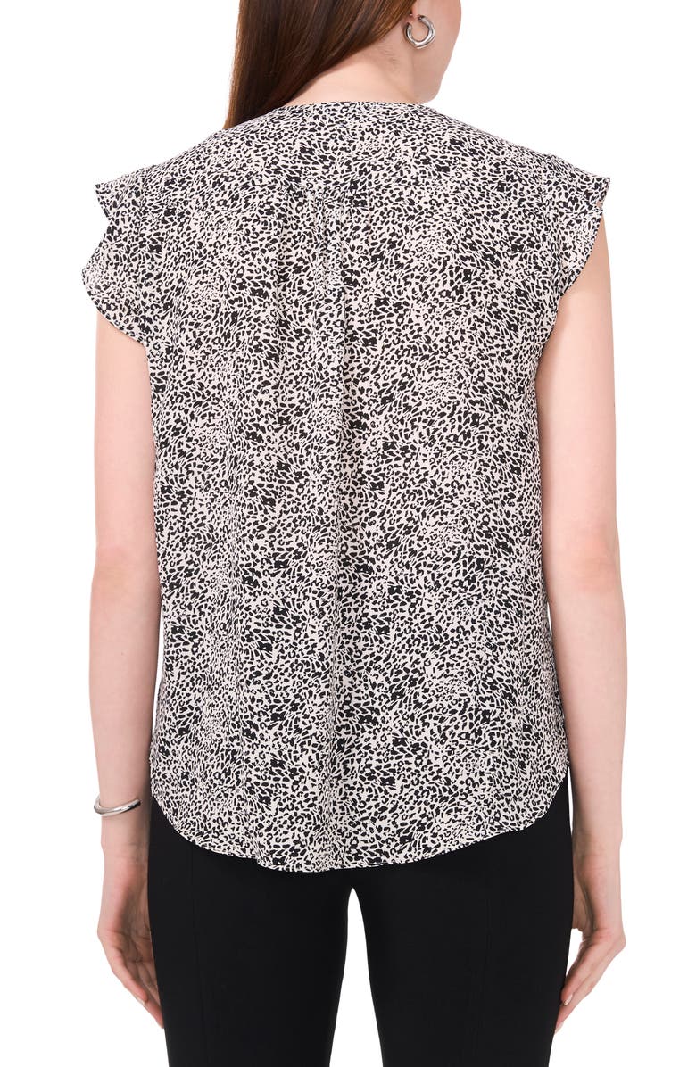 Chaus Print Flutter Sleeve Blouse, Alternate, color, Black/Ivory