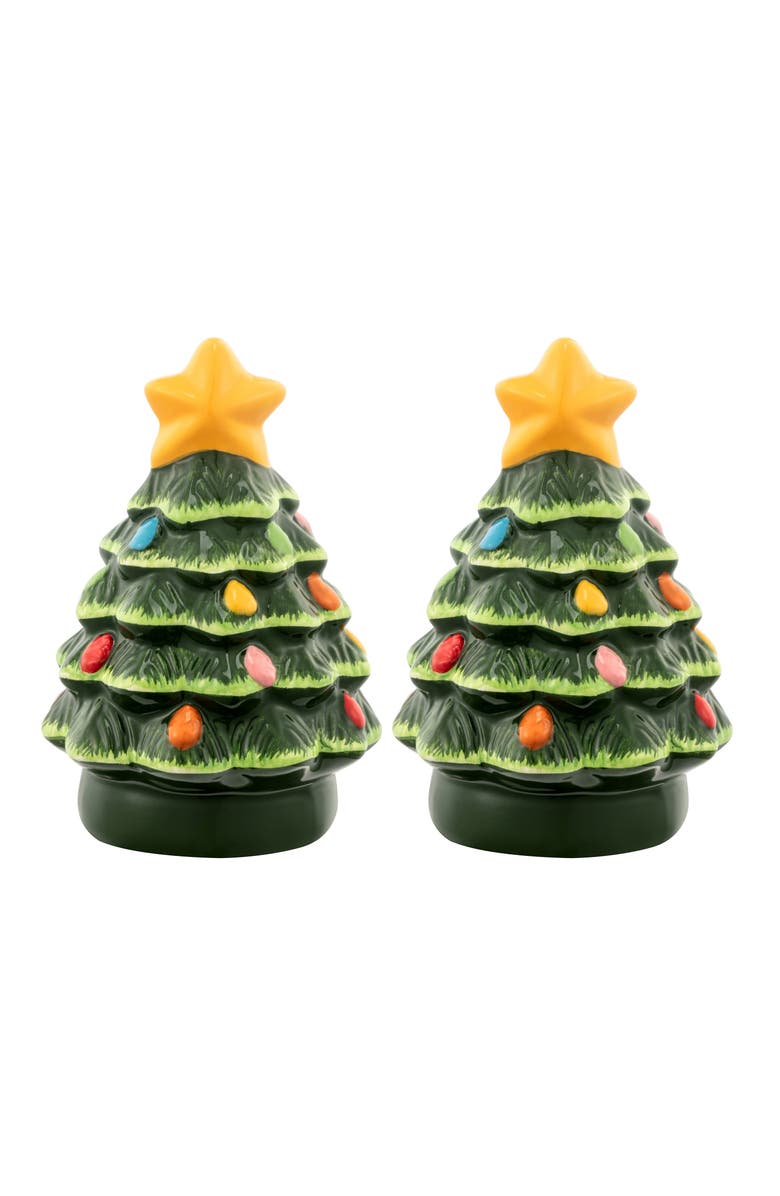 Mr. Christmas 3 in. Nostalgic Ceramic Tree Salt and Pepper Shakers - Green, Alternate, color, Green