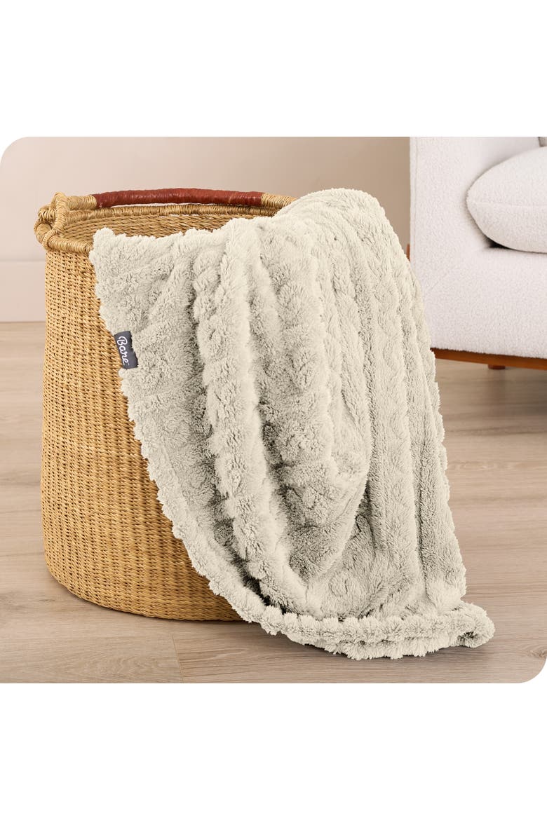 Cable Faux Shearling Blanket, Alternate, color, Oyster