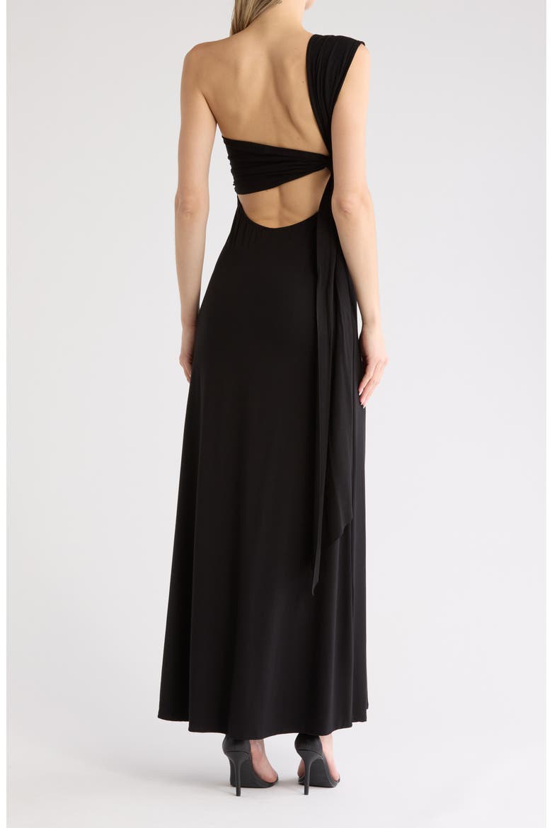One Shoulder Maxi Dress, Alternate, color, BLACK