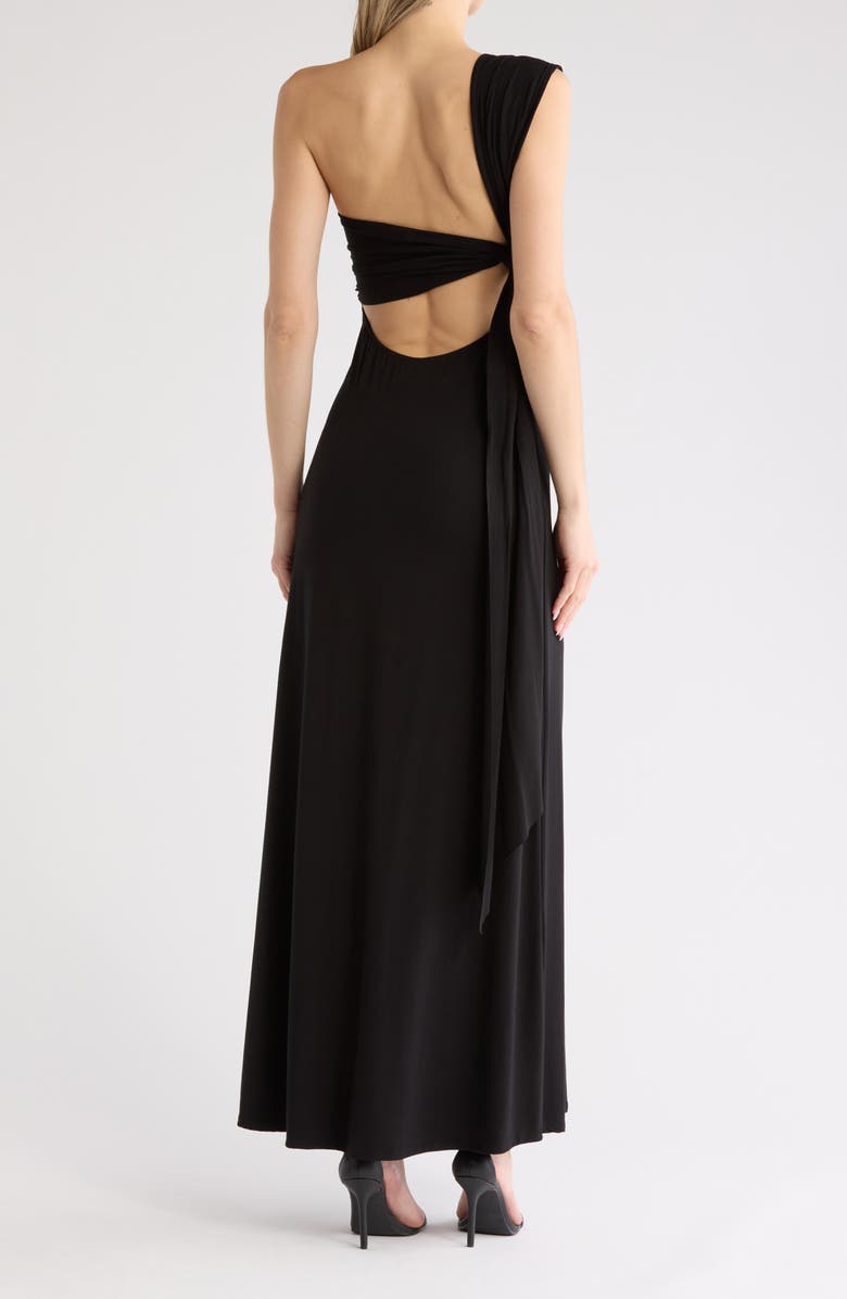 GO COUTURE One Shoulder Maxi Dress, Alternate, color, Black