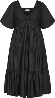 City Chic Fantasy Tiered Puff Sleeve Midi Dress