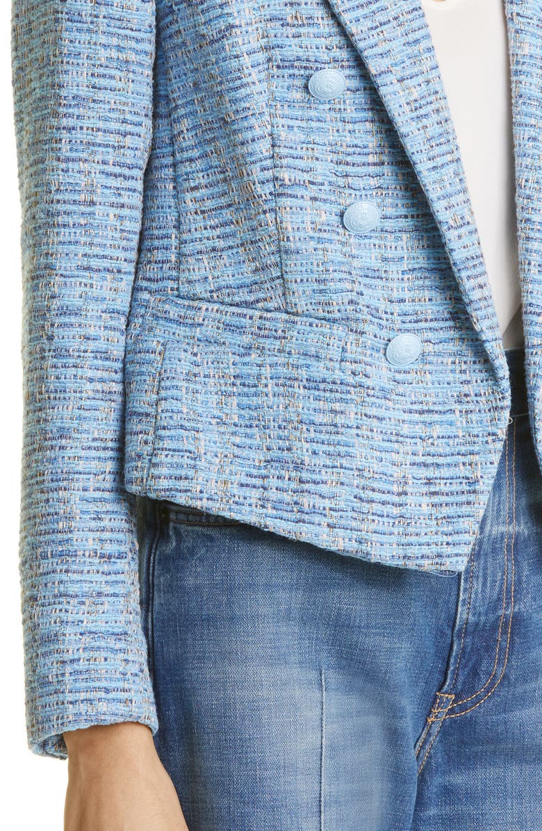 L'AGENCE Brooke Double Breasted Tweed Crop Blazer, Alternate, color, 