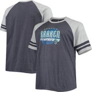 PROFILE Men's Heathered Deep Sea Blue Seattle Kraken Big & Tall Raglan T-Shirt