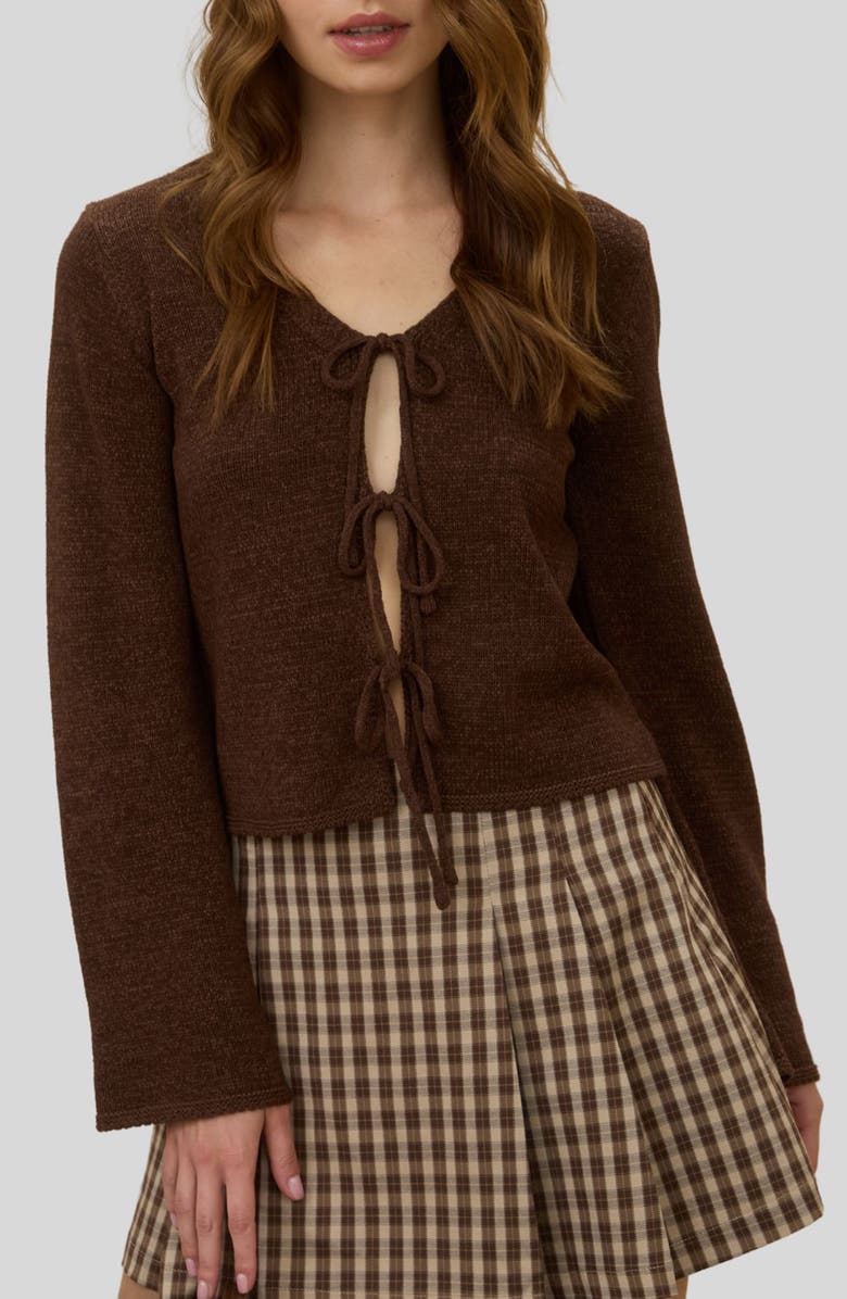 Front Tie Crop Cardigan