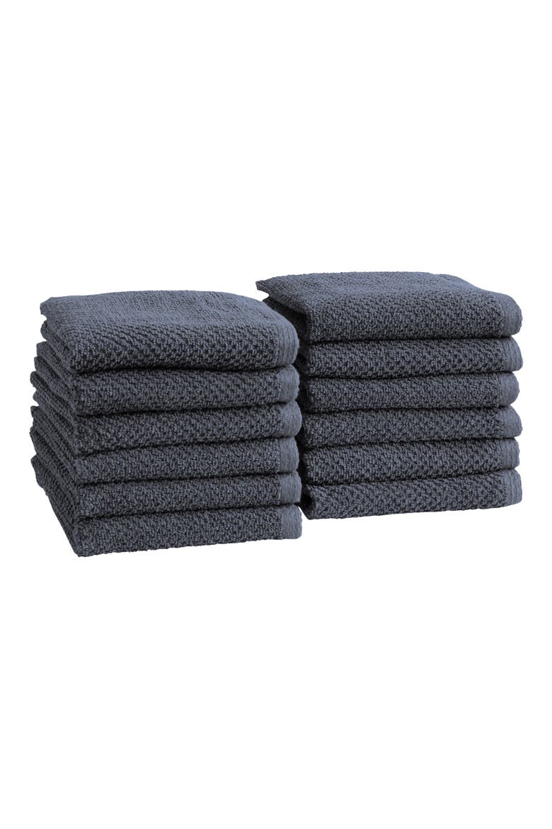 Cotton 12-Pack Textured Washcloths, Main, color, STONE BLUE