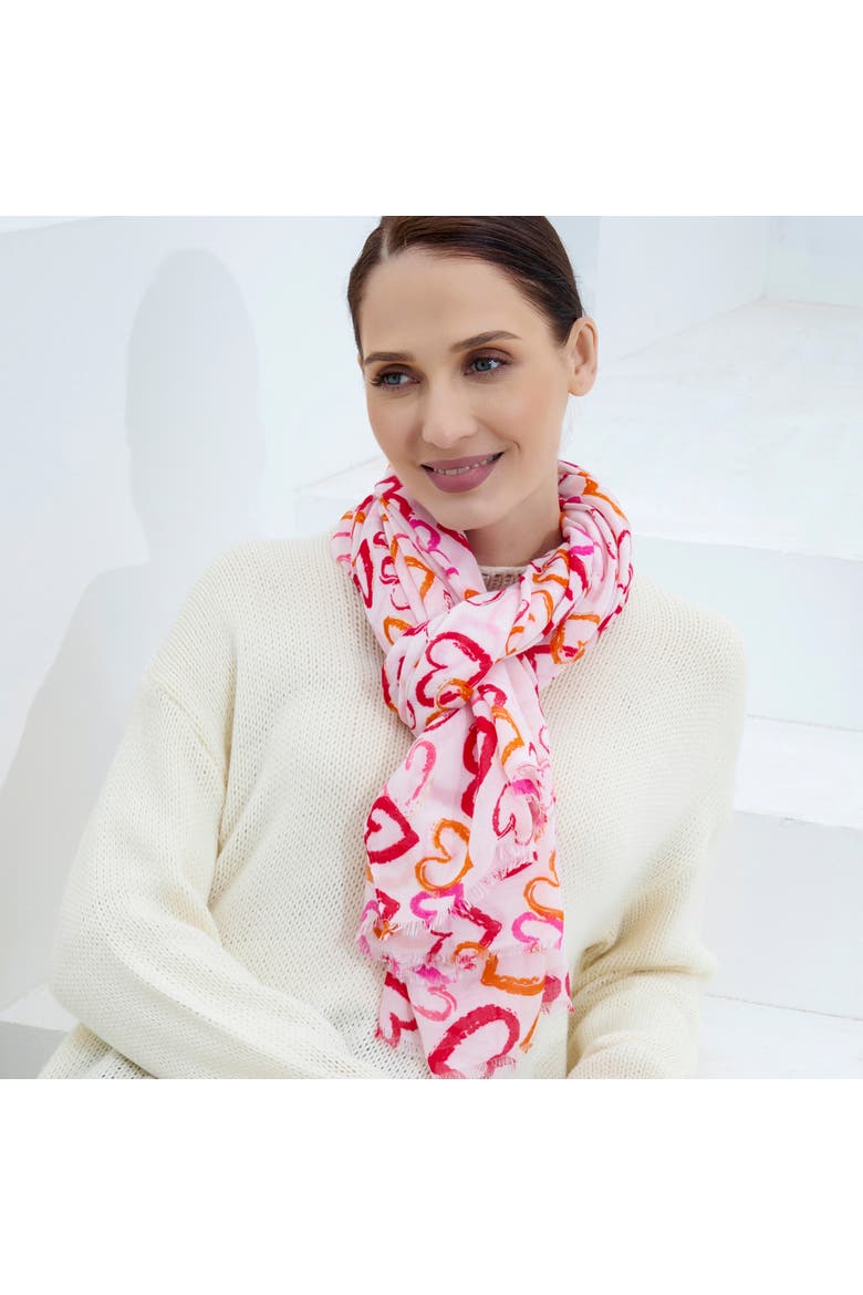 Gilded Hearts Lightweight Scarf, Main, color, Pink/Red