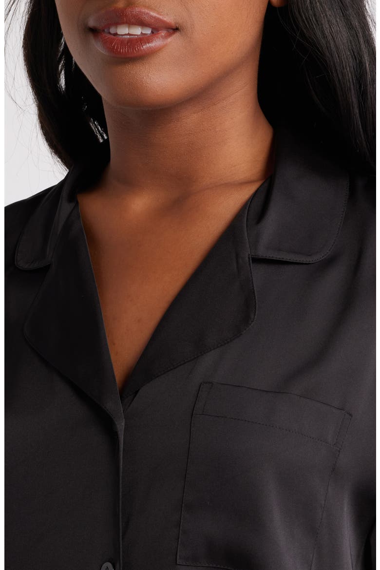 Boxy Everyday Satin Pajamas, Alternate, color, BLACK