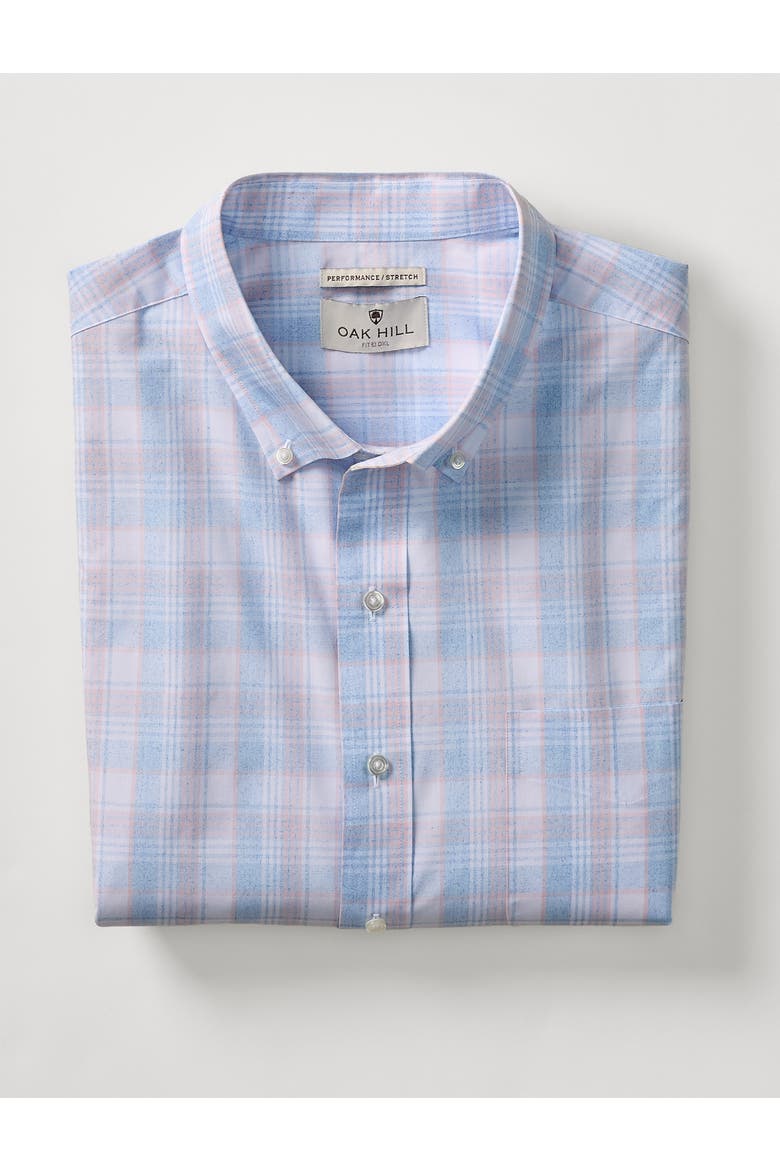 Big & Tall Heather Plaid Tech Sport Shirt, Alternate, color, PINK BLUES
