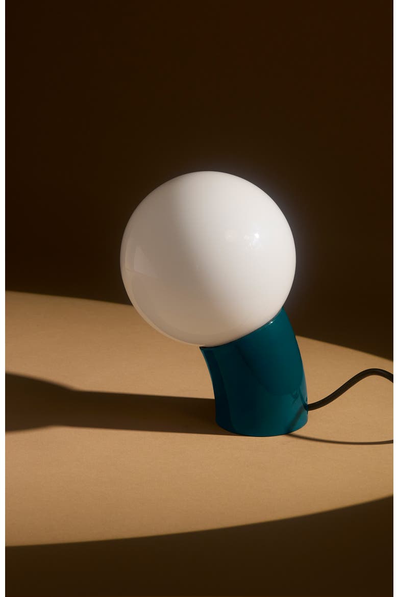 Vino 8" Curved LED Table Lamp with Globe Forsted Glass Shade and Phone Charging USB-C Port, Alternate, color, Teal