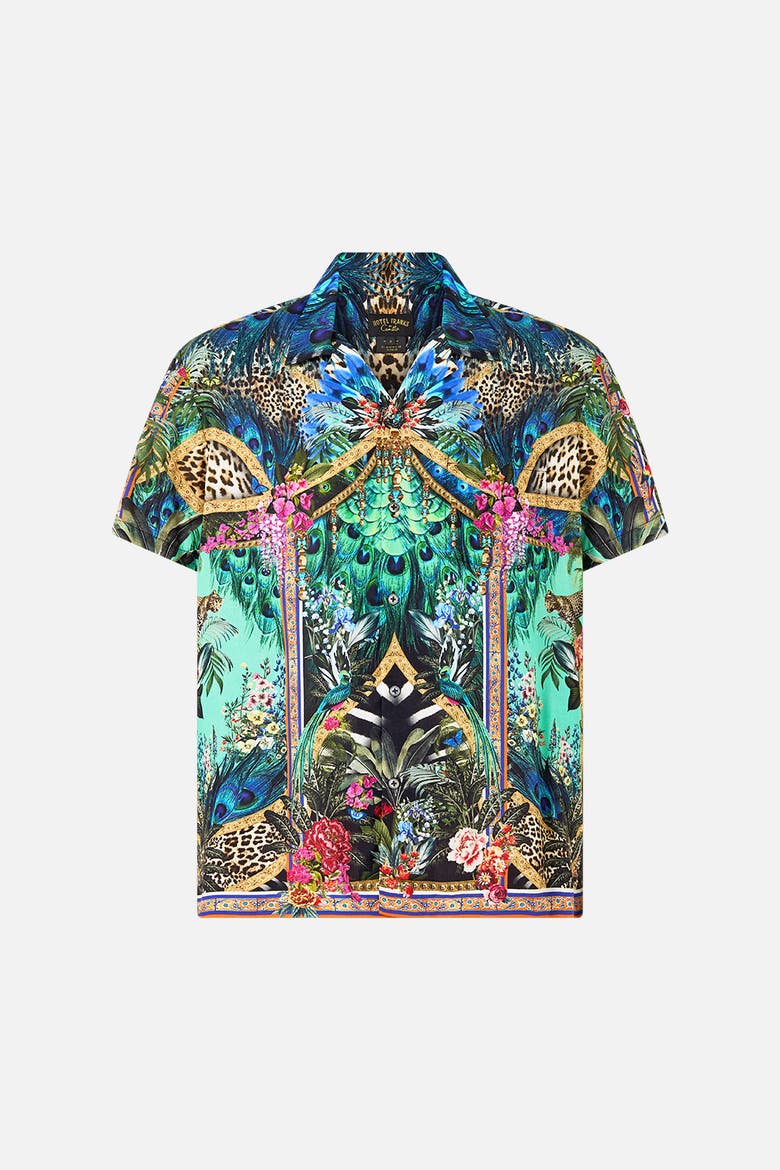Short Sleeve Camp Collared Shirt, Main, color, Animal Alchemy