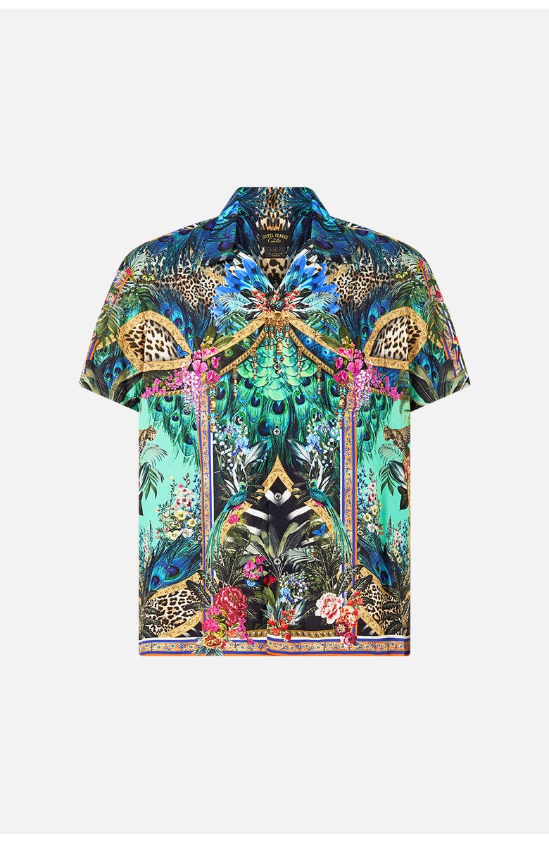 Camilla Short Sleeve Camp Collared Shirt, Main, color, Animal Alchemy