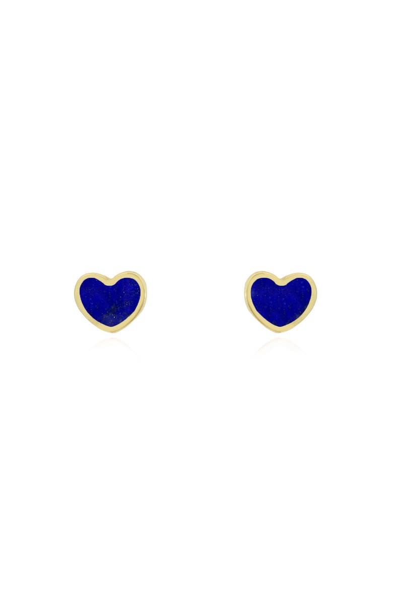 The Lovery Fine Jewelry Mini Lapis Heart Stud Earrings, Alternate, color, Lapis