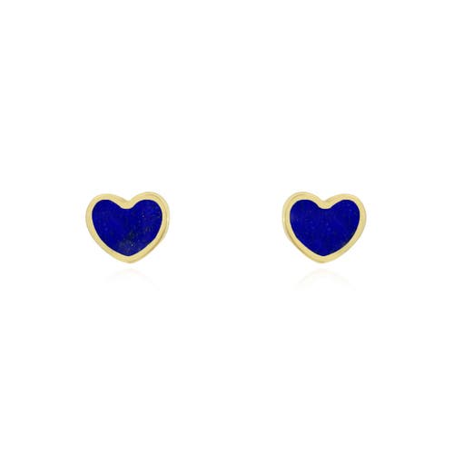 The Lovery Fine Jewelry Mini Lapis Heart Stud Earrings In Gold