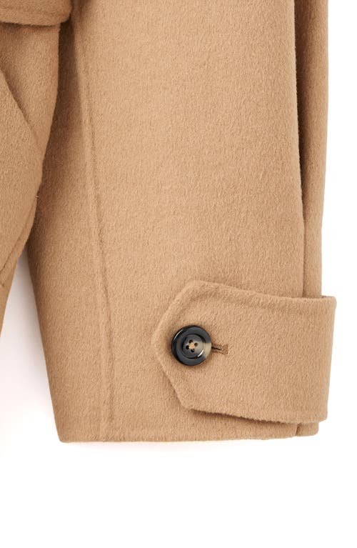Mango Double-breasted Wool Blend Trench Coat In Brown