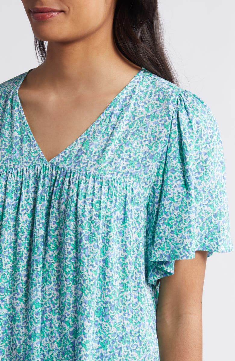 Caslon<sup>®</sup> Print V-Neck Gauze Top, Alternate, color, Blue Cornflower Organic Geo