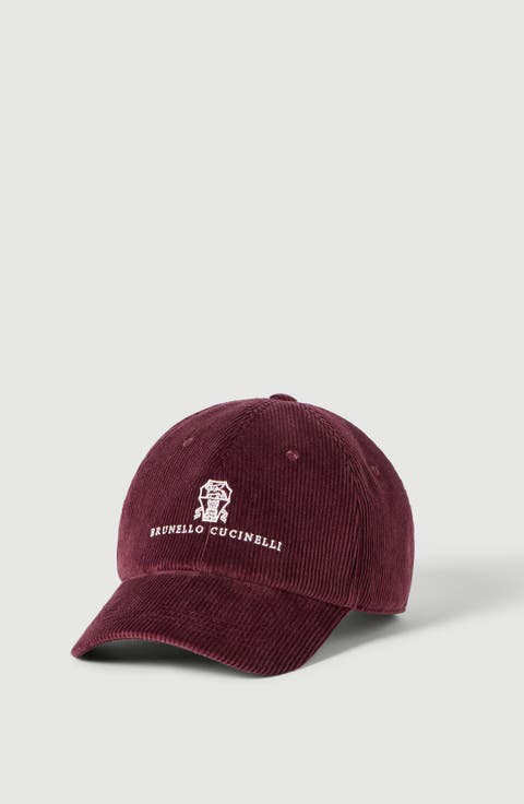 Comfort cotton and cashmere corduroy baseball cap with embroidered logo