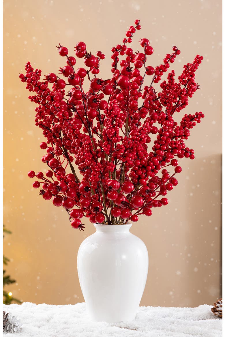 24"H Christmas Berry Vase Centerpiece, Alternate, color, Red