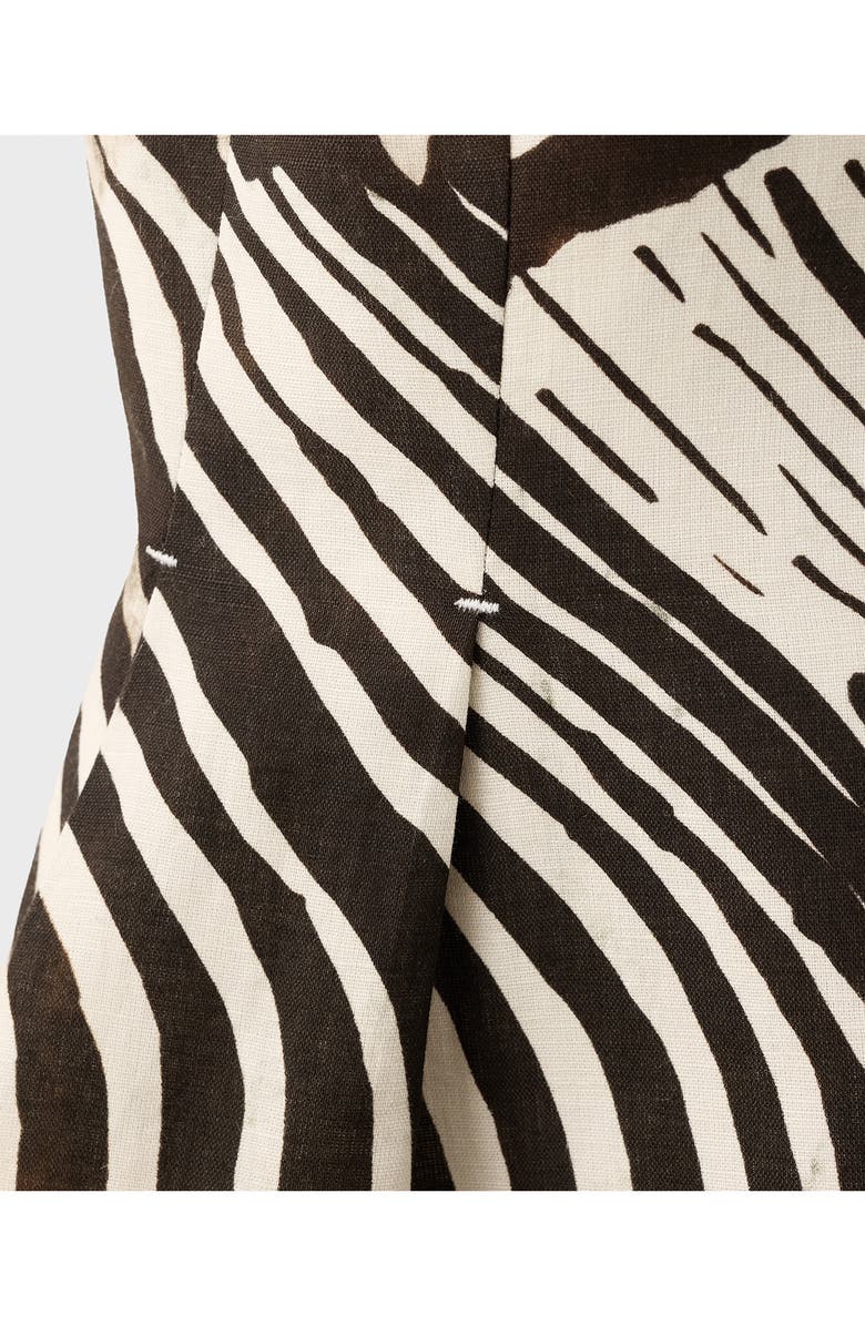 MANGO Zebra Print Linen & Cotton Halter Vest, Alternate, color, Chocolate