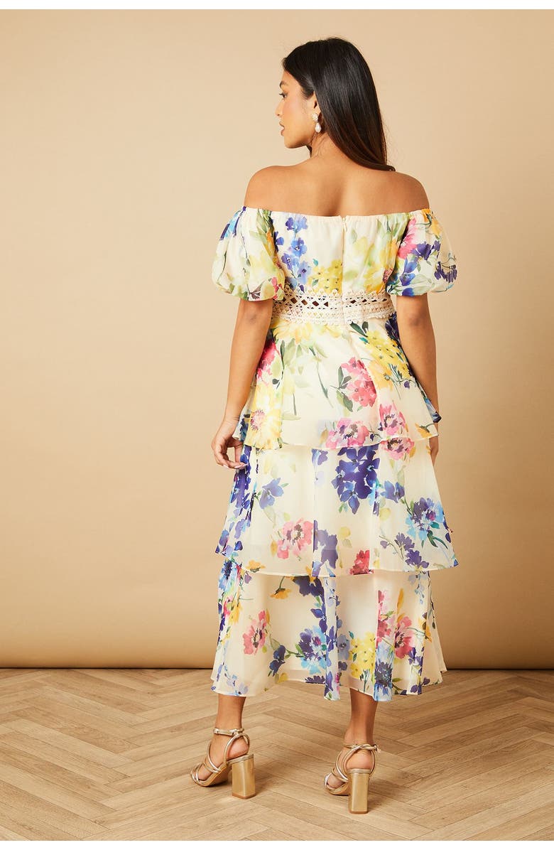 Oasis Petite Floral Bardot Midi Dress, Alternate, color, Multi