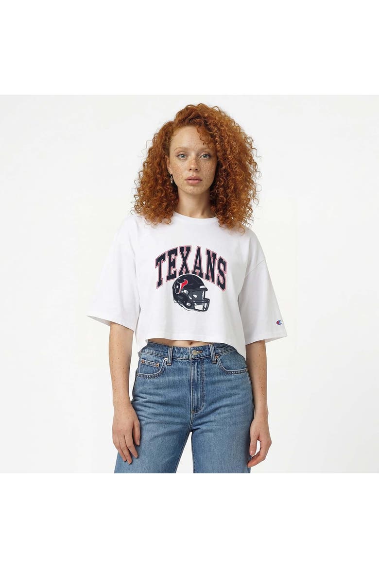 Women's Champion  White Houston Texans Boyfriend Cropped T-Shirt, Main, color, White
